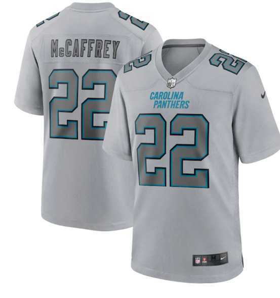 Men's Carolina Panthers #22 Christian McCaffrey Gray Atmosphere Fashion Stitched Game Jersey Dzhi